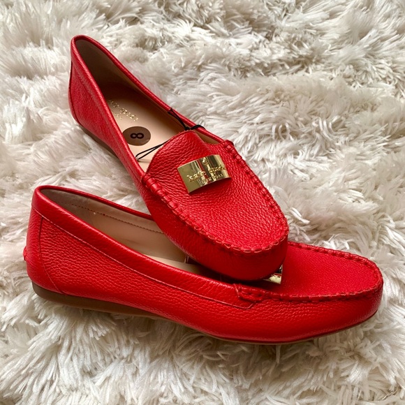 kate spade Shoes - Kate Spade Red Loafers with gold hardware NWT